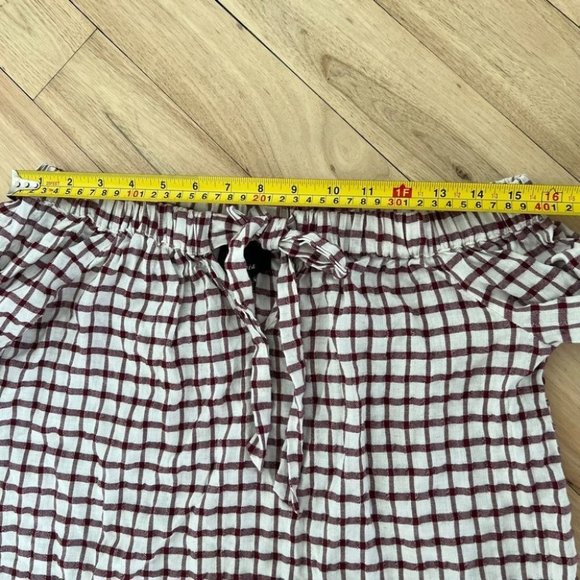 Lumière cotton/linen blend off-the-shoulder gingham tie-front top - Picture 10 of 11